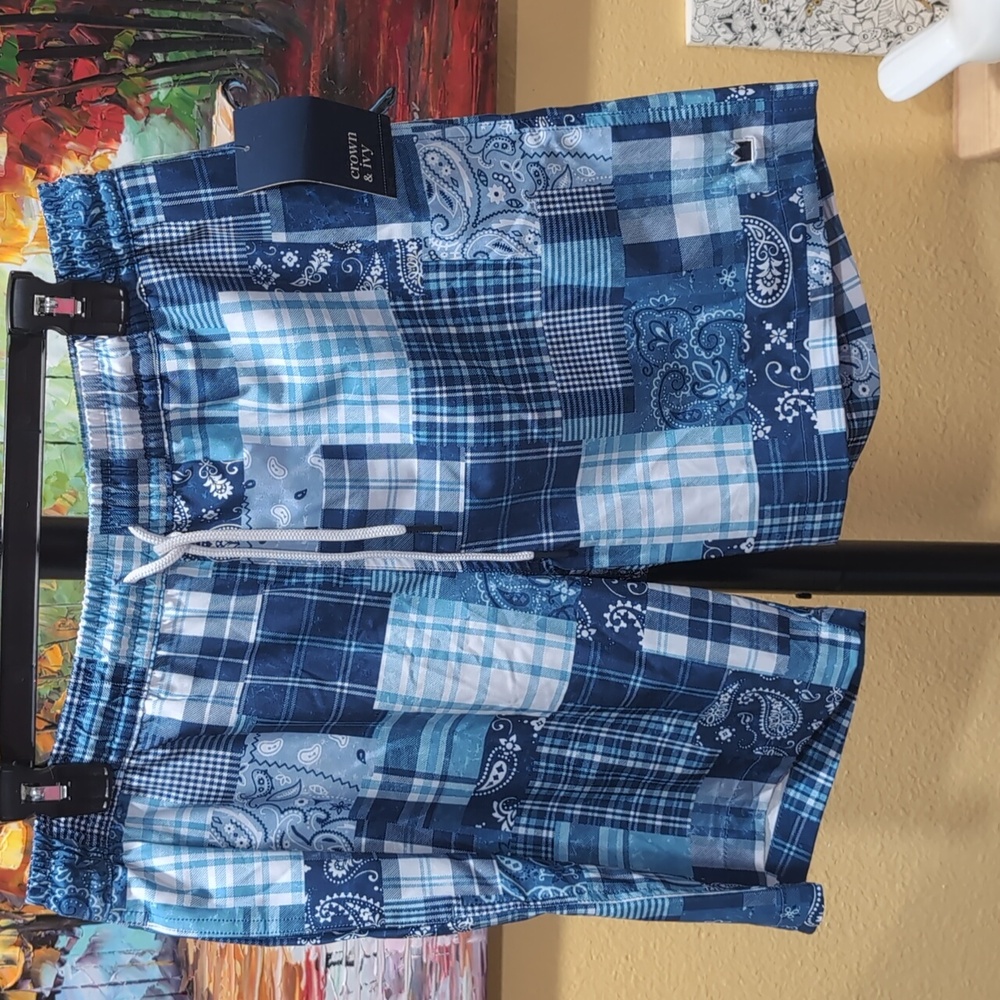 CROWN & IVY SWIM TRUNKS L NWT
